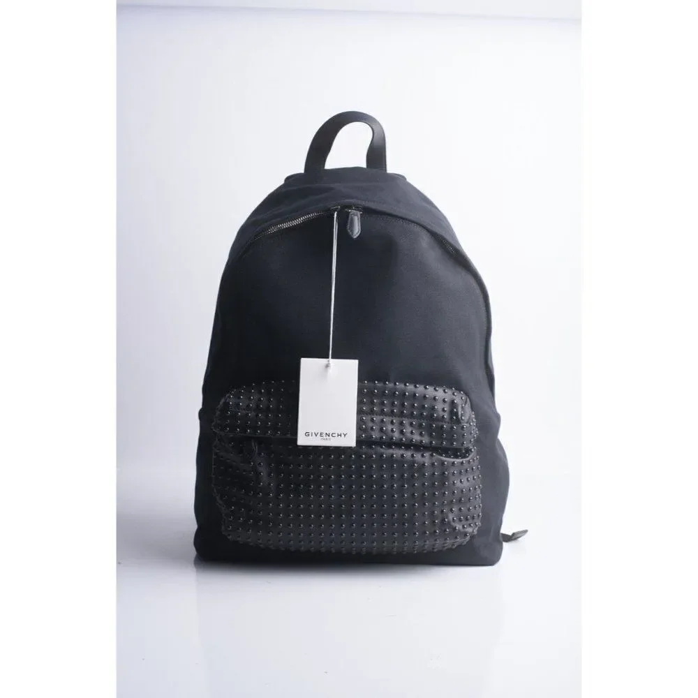 GIVENCHY Unisex Bookbag CI Back Pack Black Large Studded Canvas Leather NWT - Picture 1 of 10